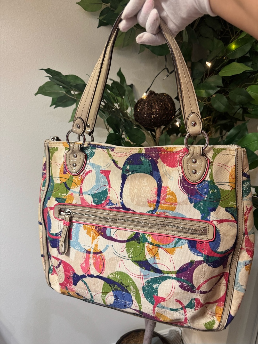 Coach Poppy Graffiti Signature Appliqué Glam